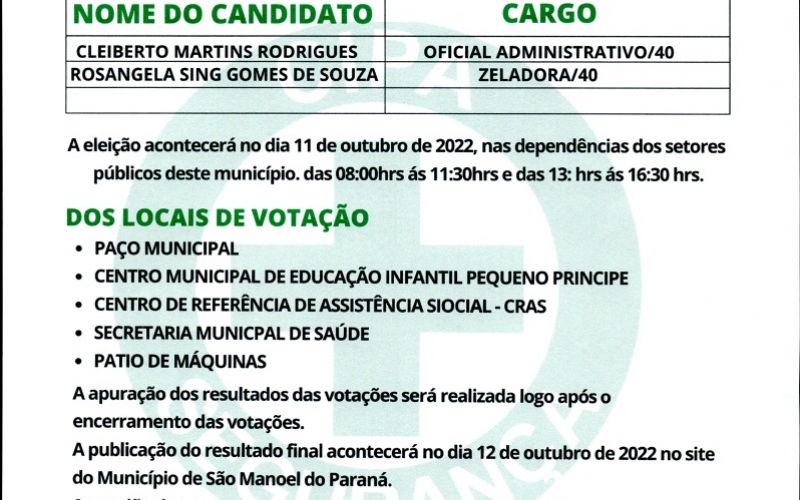 Edital de divulgação de candidatos inscritos para CIPA - Gestão 2022/2023