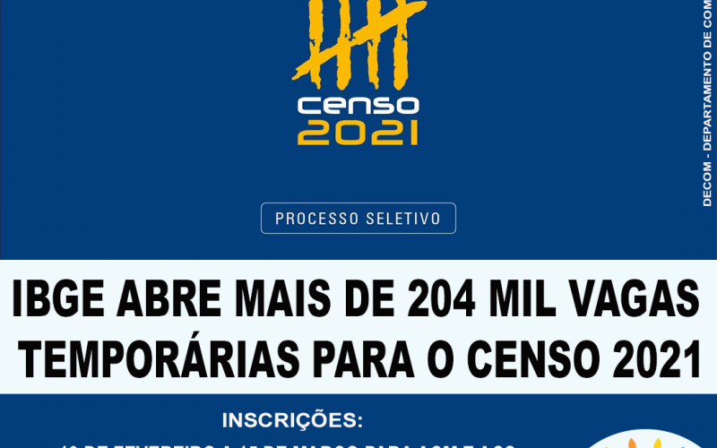 IBGE abre mais de 204 Mil vagas Temporárias.